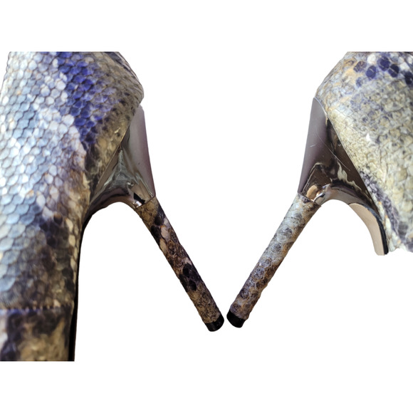 Worthington Women Snakeskin Metallic Stiletto Heels Sz 10 Pointed Toe Club Shoes - Picture 3 of 9